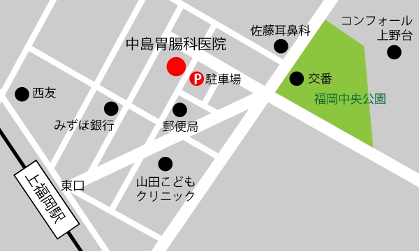 中島胃腸科医院へのアクセス地図